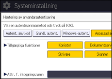 Bild av användarpanelens skärm