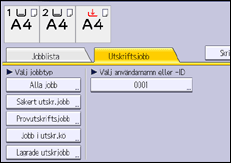Bild av användarpanelens skärm