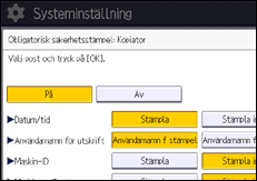 Bild av användarpanelens skärm