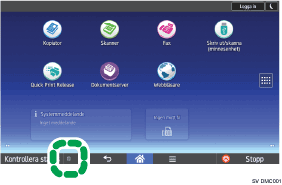 Bild av användarpanelens skärm