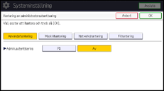 Bild av användarpanelens skärm