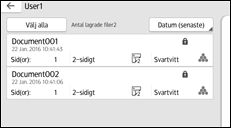 Bild av användarpanelens skärm