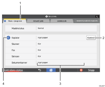 Bild av användarpanel (numrerade detaljer)