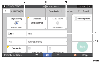 Bild av användarpanelen (numrerade detaljer)