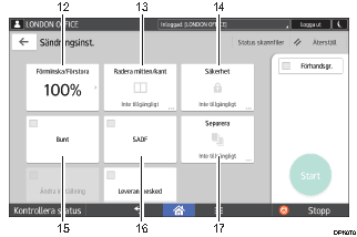 Bild av användarpanelen (numrerade detaljer)