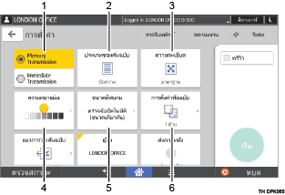 ภาพประกอบแสดงชื่อเรียกส่วนต่างๆ ของหน้าจอแผงการทำงานระบุตามหมายเลข