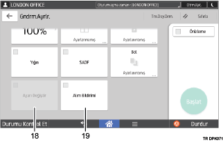 İşlem paneli ekran gösterimi numaralandırılmış balonlu resim