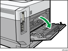 Ilustração do lado posterior da impressora