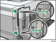 Ilustração do lado posterior da impressora