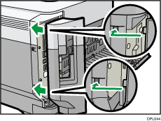 Ilustração do lado posterior da impressora