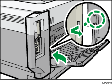 Ilustração do lado posterior da impressora