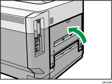 Ilustração do lado posterior da impressora