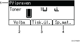 Číslovaná ilustrace ovládacího panelu zařízení