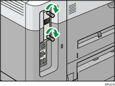 Ilustrace zadní části tiskárny.