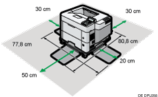 Illustration des Platzbedarfs für die Installation