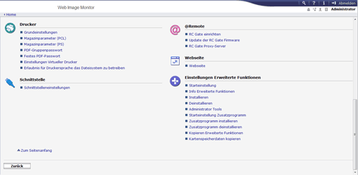 Webbrowser-Bildschirmdarstellung