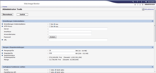 Webbrowser-Bildschirmdarstellung