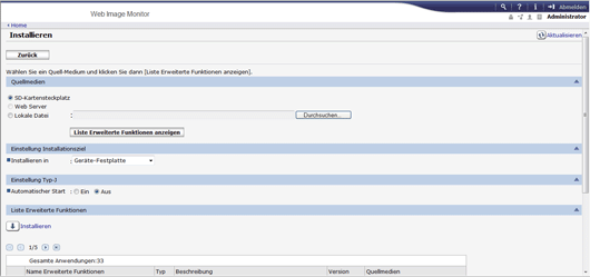Webbrowser-Bildschirmdarstellung