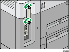 Ilustración de la parte posterior de la impresora