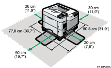 Ilustración de espacio necesario para la instalación