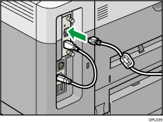 Illustratie van het aansluiten van de Ethernet-interfacekabel