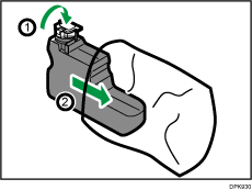 Ilustração da embalagem de desperdícios de toner