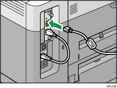 Иллюстрация подсоединения кабеля интерфейса Ethernet