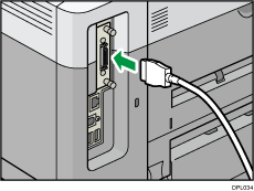 Illustration of connecting the IEEE 1284 interface cable