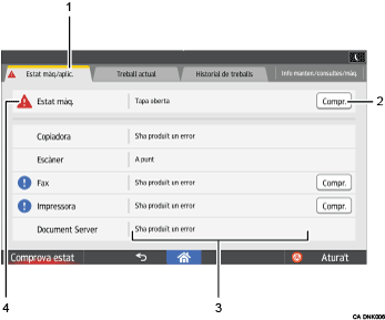 Il·lustració de crida numerada de la pantalla del panell d'operacions