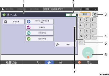 已编号的操作面板屏幕插图