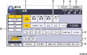 已编号的操作面板屏幕插图