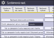 Ilustrace displeje ovládacího panelu