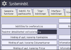 Illustration af displayet på betjeningspanelet