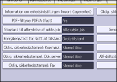 Illustration af displayet på betjeningspanelet