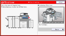 Illustration af displayet på betjeningspanelet