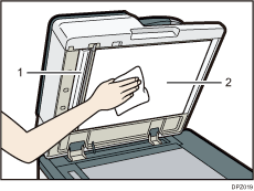 Ilustración del alimentador automático de documentos inverso con llamadas numeradas