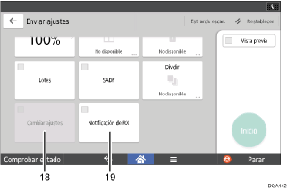Ilustración con llamadas numeradas de la pantalla del panel de mandos