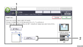 Ilustración con llamadas numeradas de la pantalla del panel de operaciones