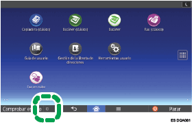 Ilustración de la pantalla panel de mandos