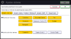 Ilustración de la pantalla panel de mandos