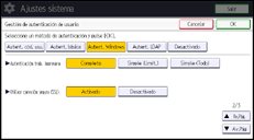 Ilustración de la pantalla panel de mandos