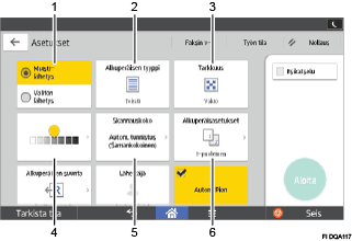Käyttöpaneelin numeroitu näyttö