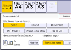 Illustration de l'écran du panneau de commande
