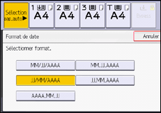 Illustration de l'écran du panneau de commande