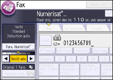 Illustration de l'écran du panneau de commande