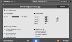Illustration de l'écran du panneau de commande