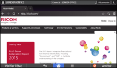 Illustration de l'écran du panneau de commande