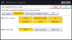 Illustration de l'écran du panneau de commande