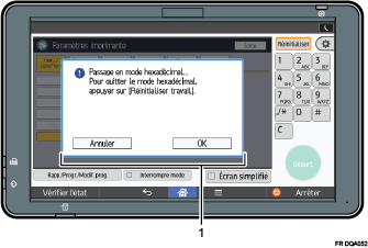Illustration du panneau de commande avec numérotation