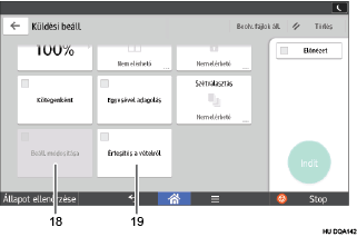 Kezelőpanel képernyőjének számozott jelölésű illusztrálása